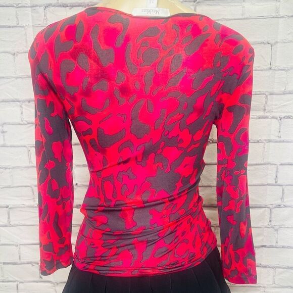 Max Mara Womens Multicolor Animal Print Ruched Long Sleeve Blouse Size Small - Picture 2 of 5